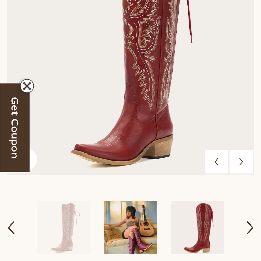 Red Heeled Boots with Western Embroidery